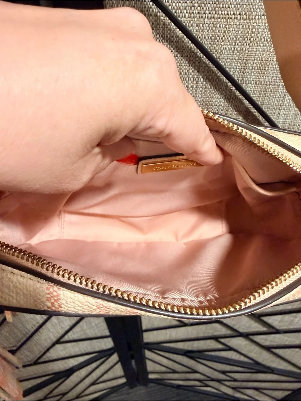 Tory Burch Pink Plaid Leather Crossbody Purse